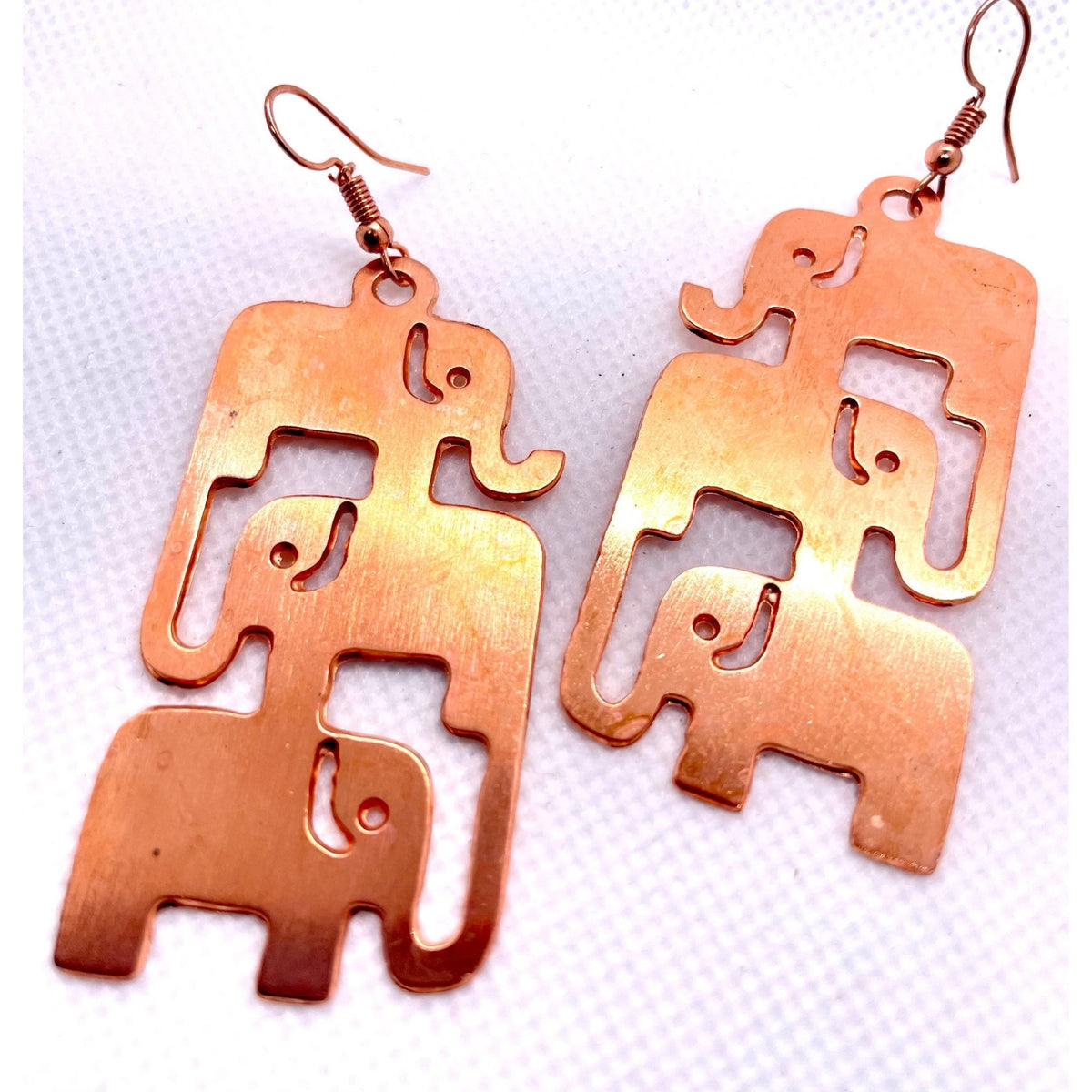 Triumph Trio-Elephant Copper Earrings - Organicmansion.com